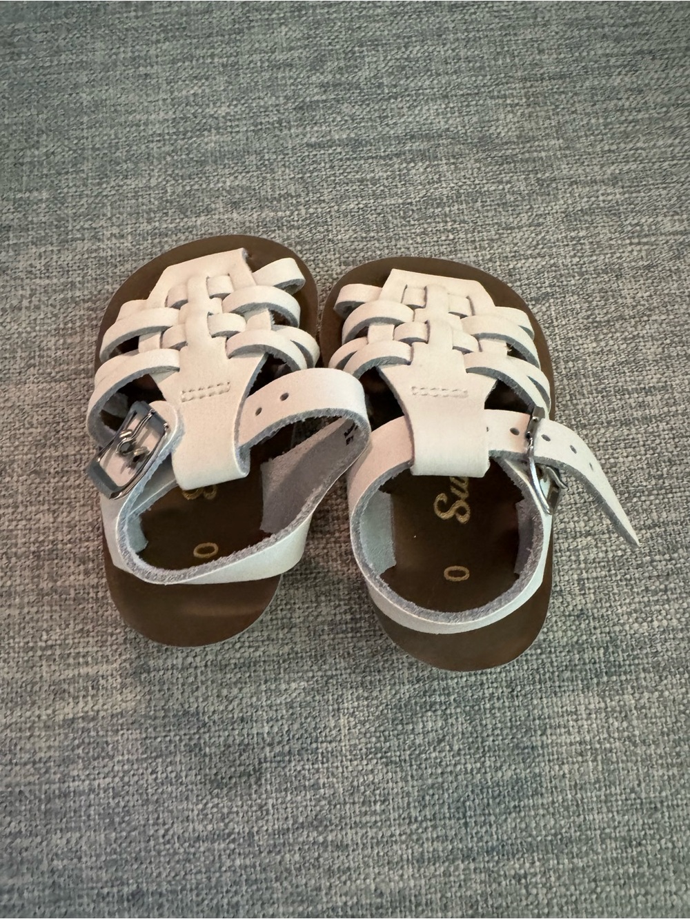 Toddler White Woven Fisherman Sandals with Buckle Closure